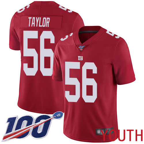 Youth New York Giants #56 Lawrence Taylor Red Limited Red Inverted Legend 100th Season Football NFL Jersey